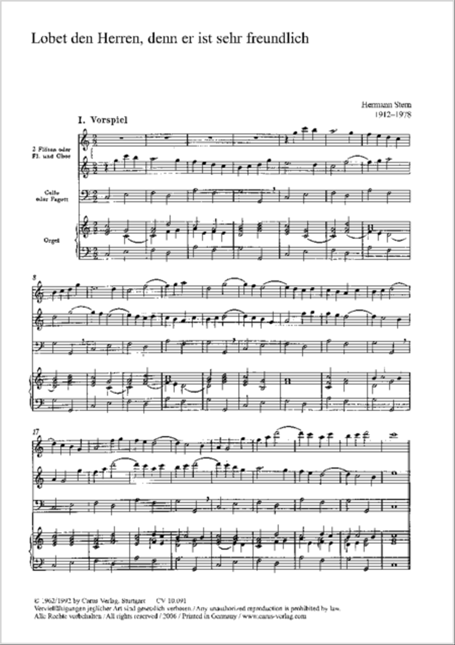 Lobet den Herrn, denn er ist sehr freundlich 4-Part scores gallery preview page 10