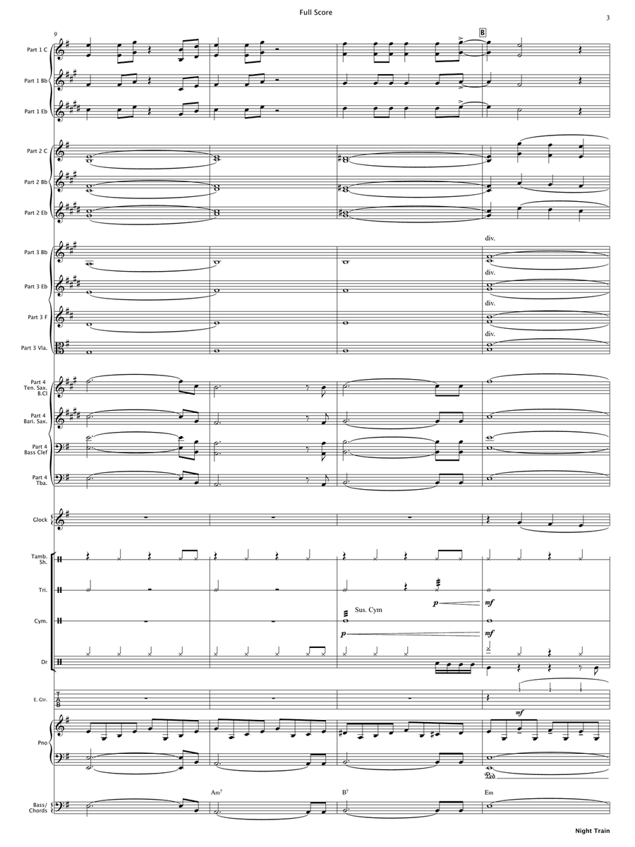 Night Train (Flexible Instrumentation) Concert Band scores gallery preview page 5