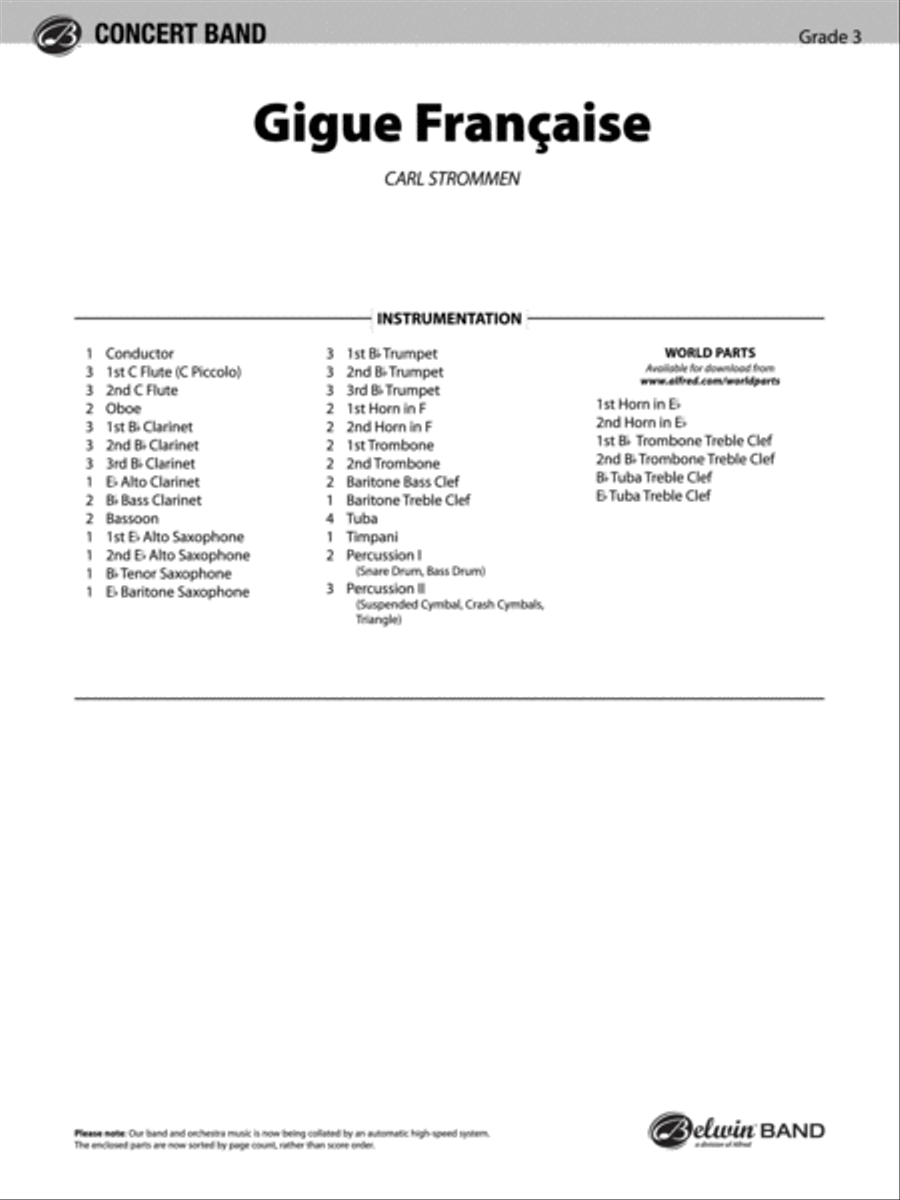 Gigue Française: Score Concert Band scores gallery preview page 1