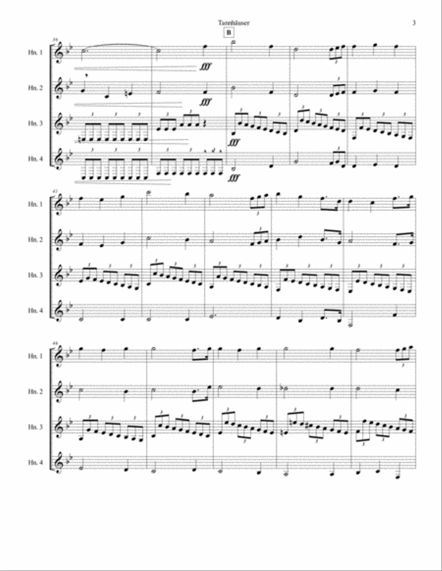 Richard Wagner - Tannhäuser (Pilgrim's Chorus) for Horn Quartet French Horn Quartet scores gallery preview page 4