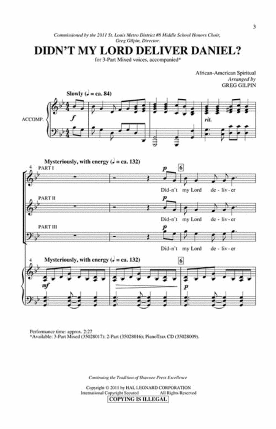 Didn't My Lord Deliver Daniel? 3-Part scores gallery preview page 2