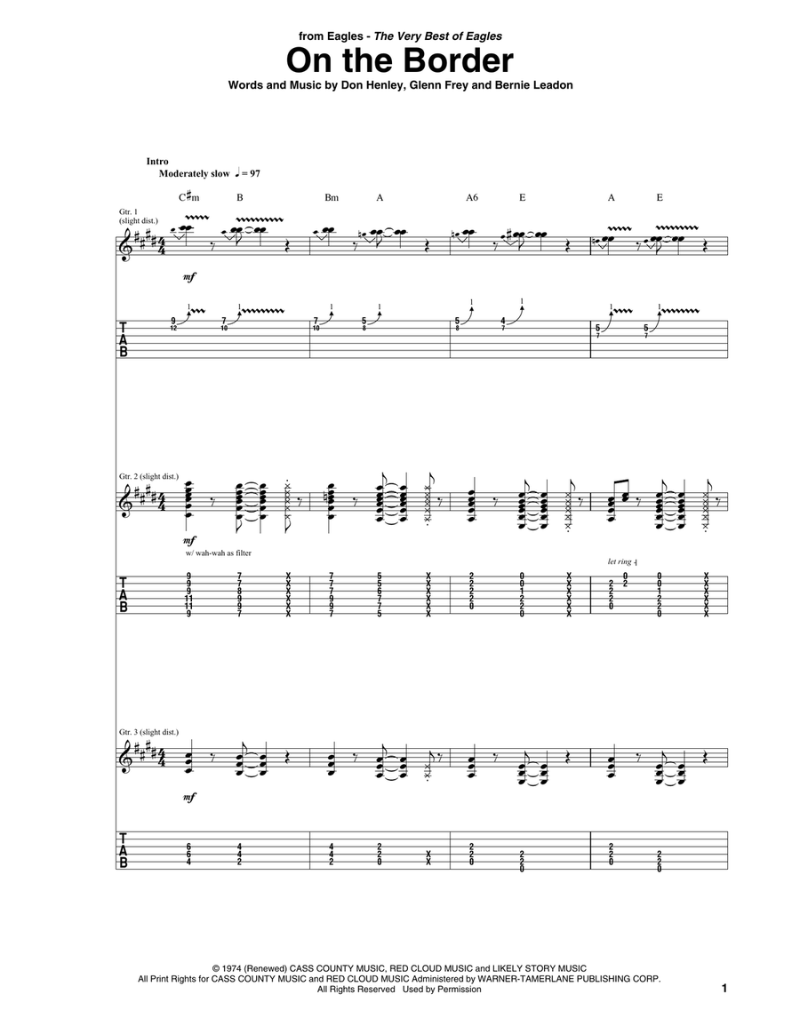 On The Border Acoustic Guitar scores gallery preview page 1