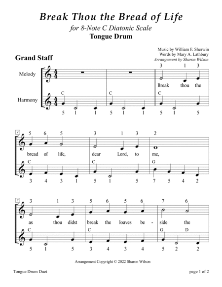 Hymns of Faith for 8-note C major diatonic scale Tongue Drums (A collection of 10 Solos and Duets) image number null