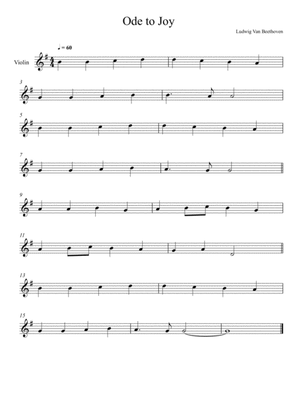 Beethoven - Ode to Joy (Violin Solo) Very Easy Version