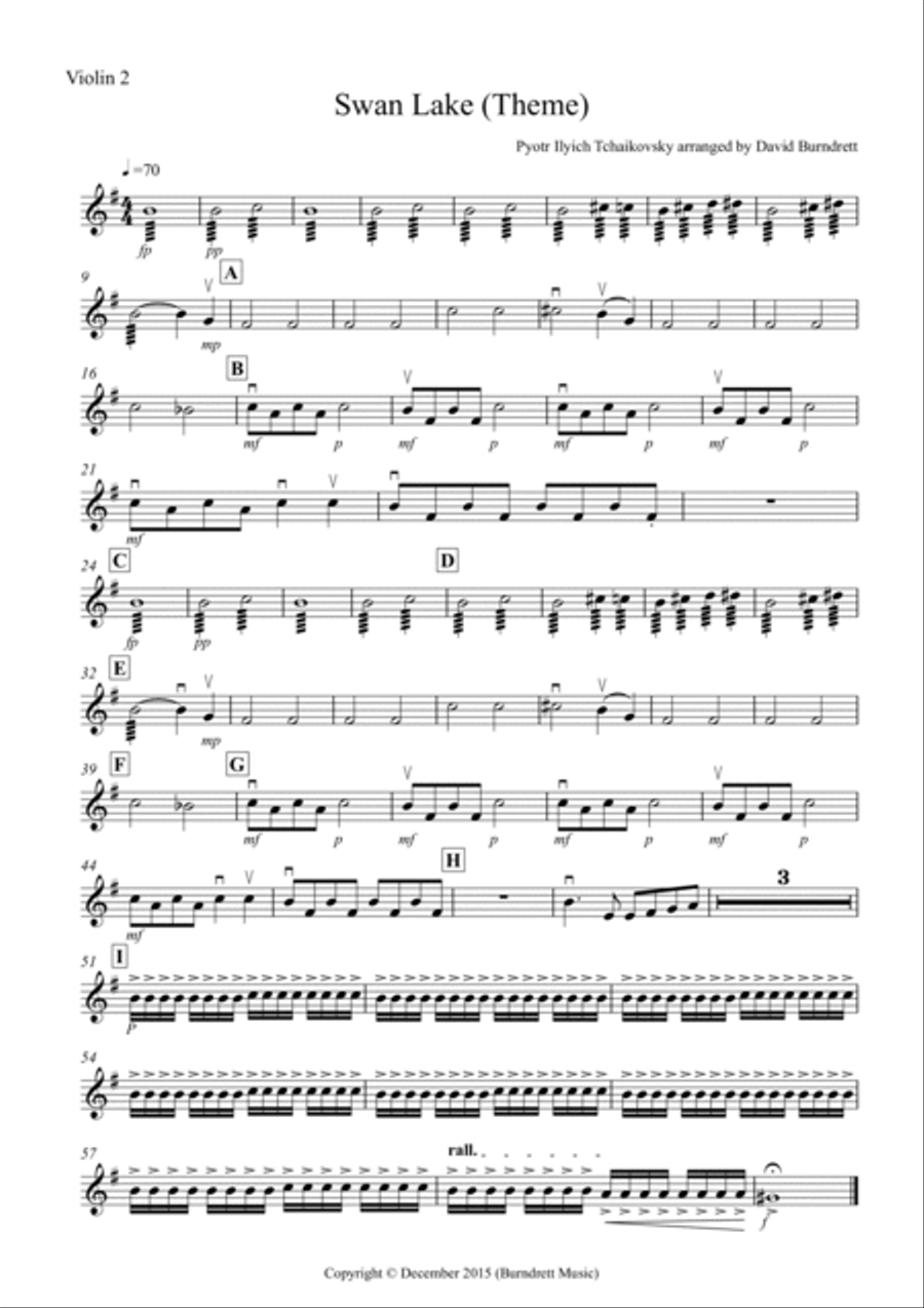 Swan Lake Theme for String Orchestra String Quartet scores gallery preview page 5