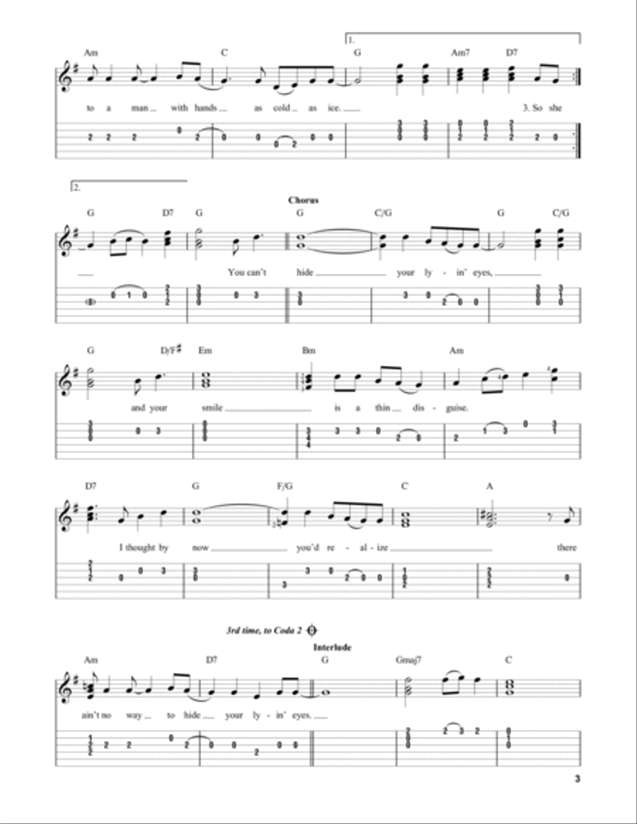 Lyin' Eyes Acoustic Guitar scores gallery preview page 3