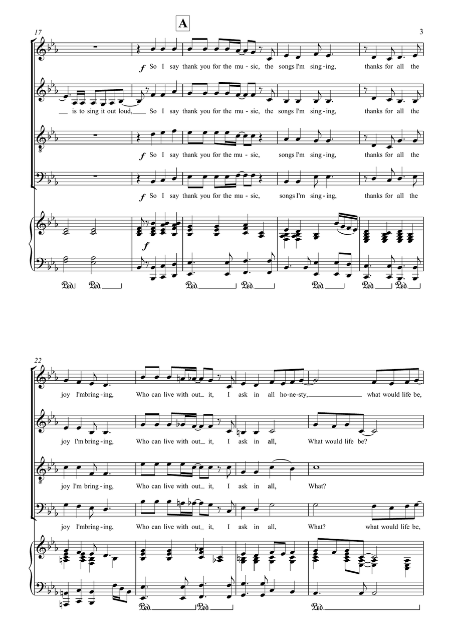 Thank You For The Music Thank You For The Music 4-Part scores gallery preview page 3