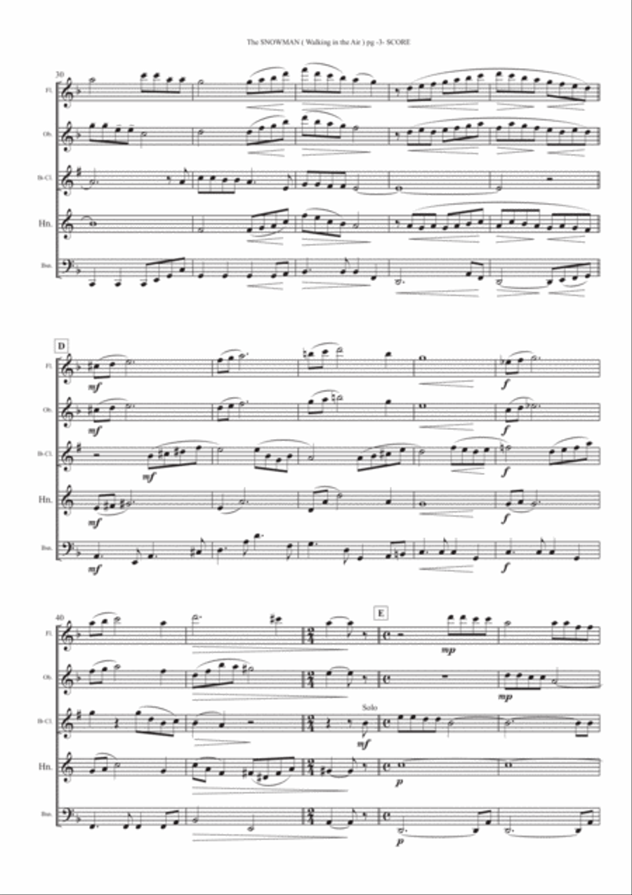 Walking In The Air Walking In The Air Woodwind Quintet scores gallery preview page 5