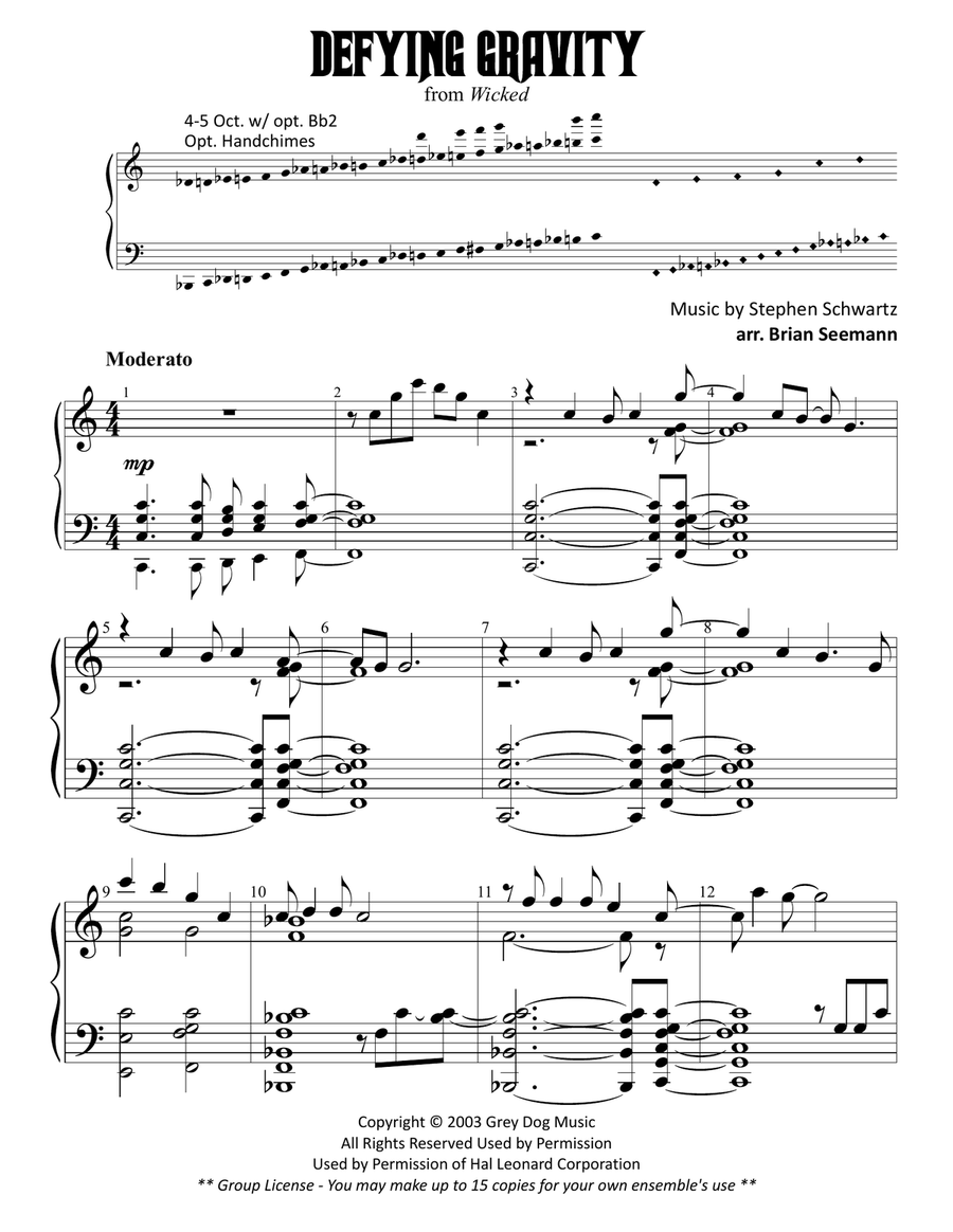 Defying Gravity Defying Gravity Handbell Choir scores gallery preview page 1