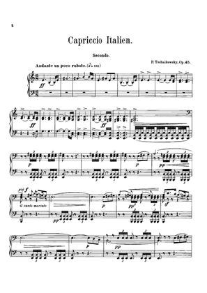 Book cover for Tchaikowsky Italian Capriccio, for piano duet(1 piano, 4 hands), PT803