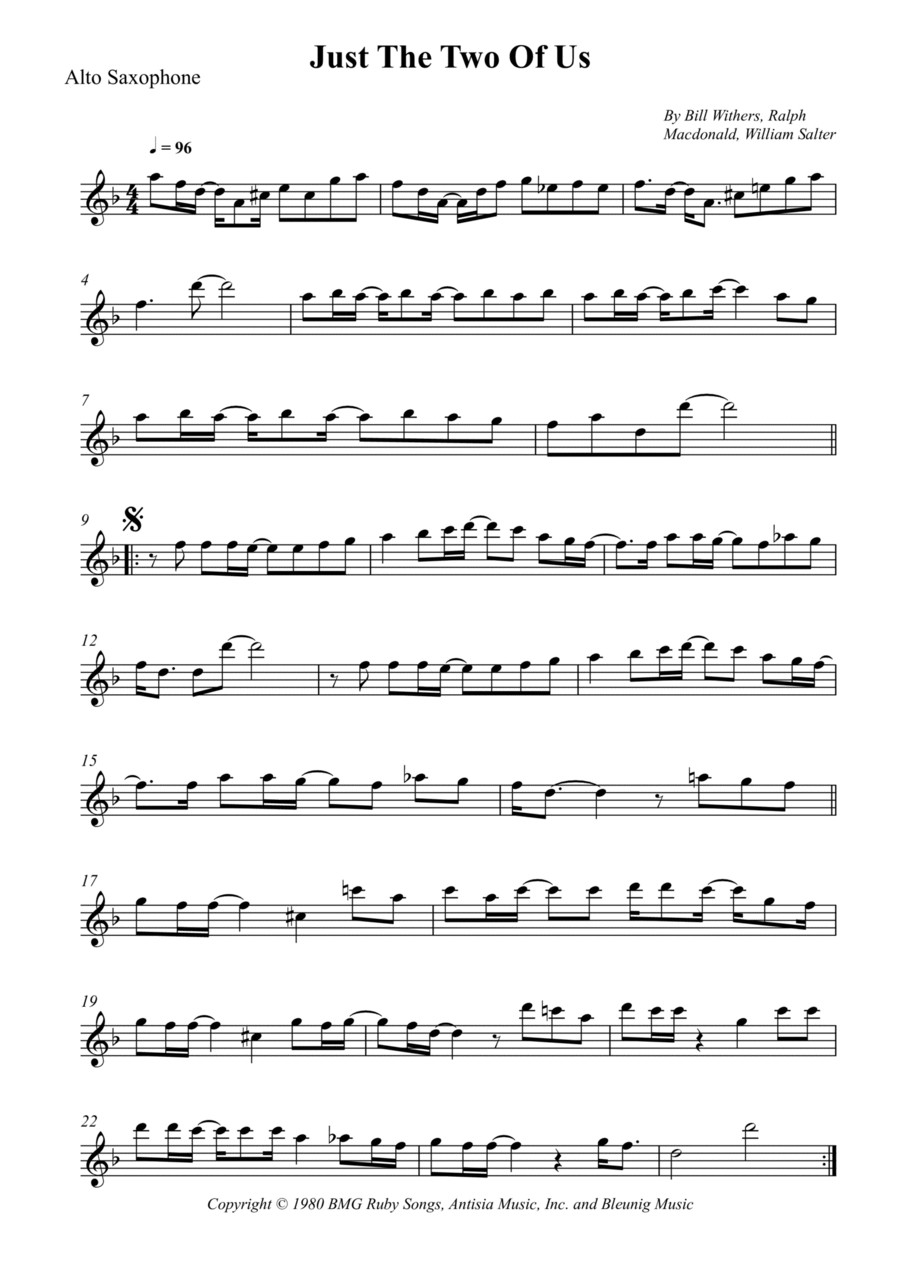 Just The Two Of Us Alto Saxophone scores gallery preview page 1