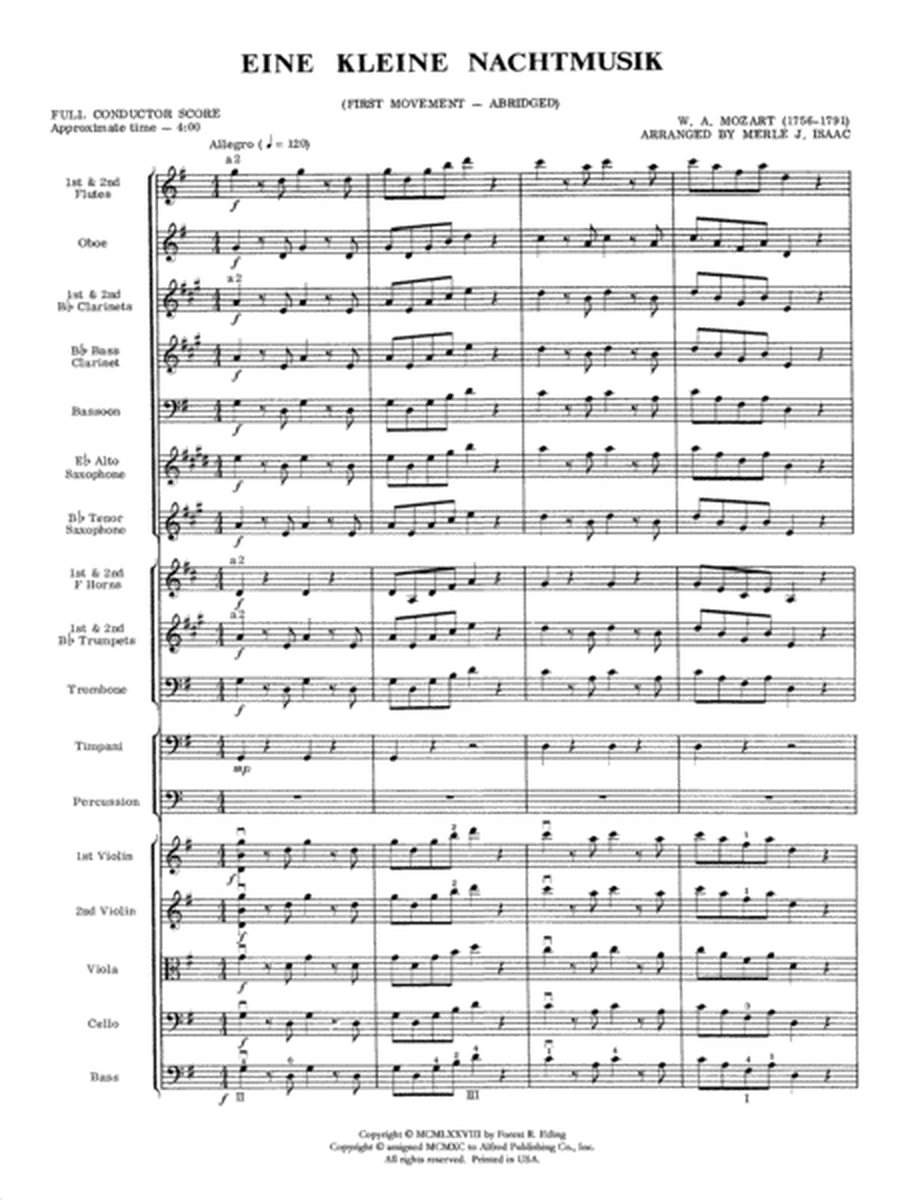 Eine Kleine Nachtmusik, 1st Movement: Score