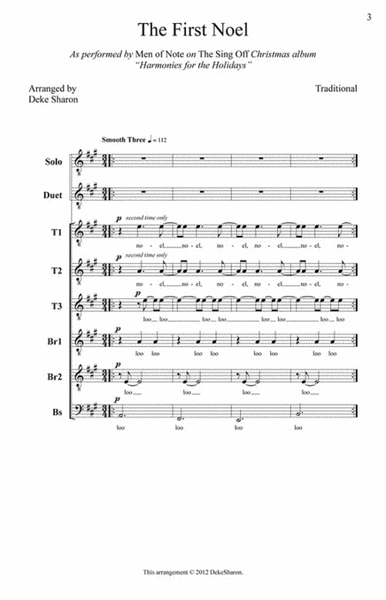 The First Noel by Deke Sharon TTBB - Sheet Music