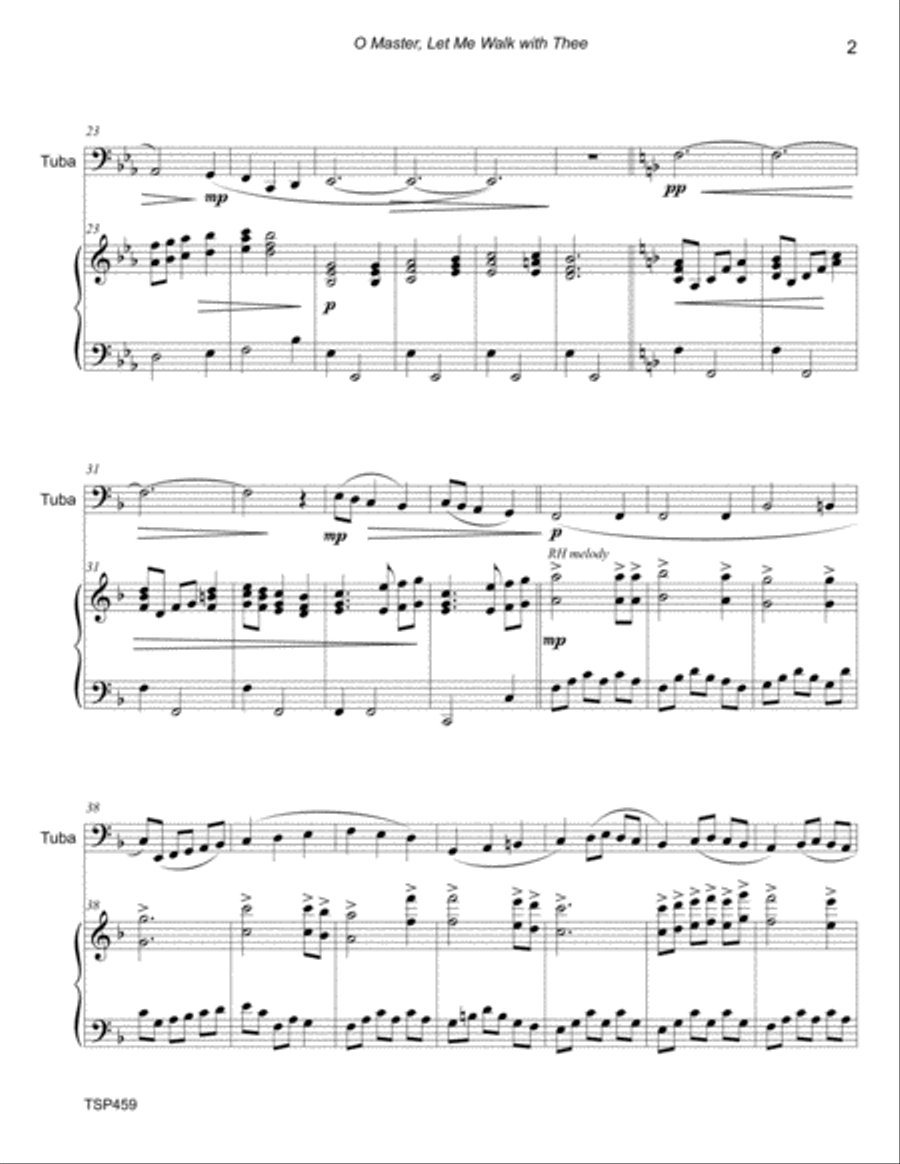 O MASTER LET ME WALK WITH THEE - TUBA SOLO with Piano Accompaniment Piano scores gallery preview page 2