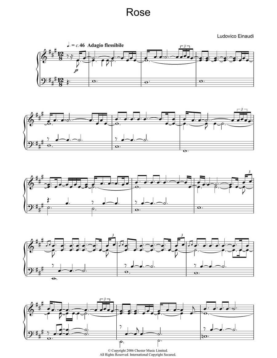 Rose Piano Solo scores gallery preview page 1