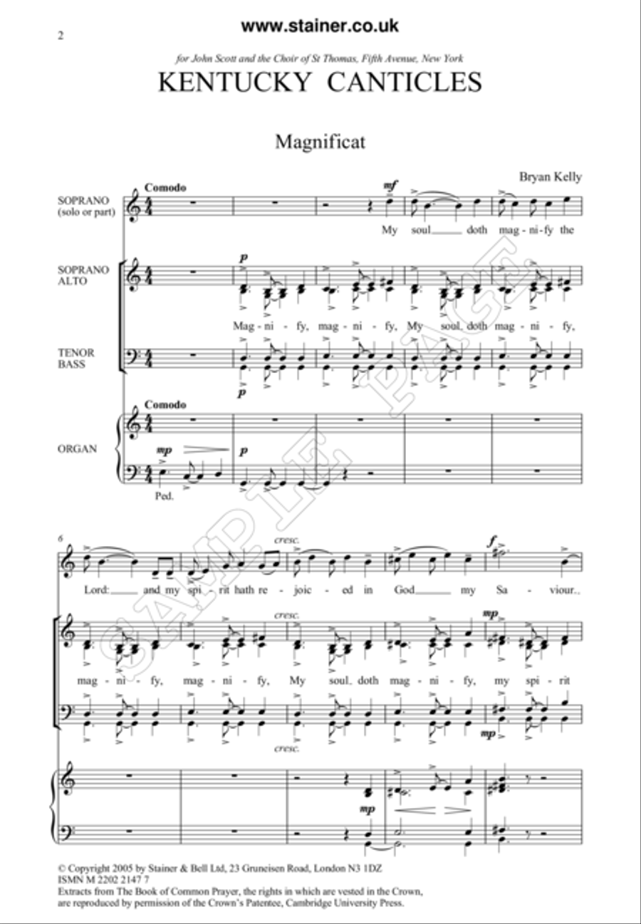 Kentucky Canticles. SATB and organ 4-Part scores gallery preview page 2
