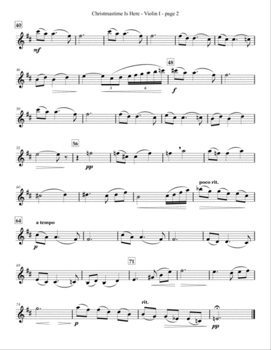 Christmas Time Is Here String Quartet scores gallery preview page 6