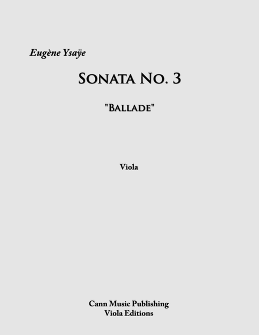 Sonata No.3 "Ballade", transcribed for Viola
