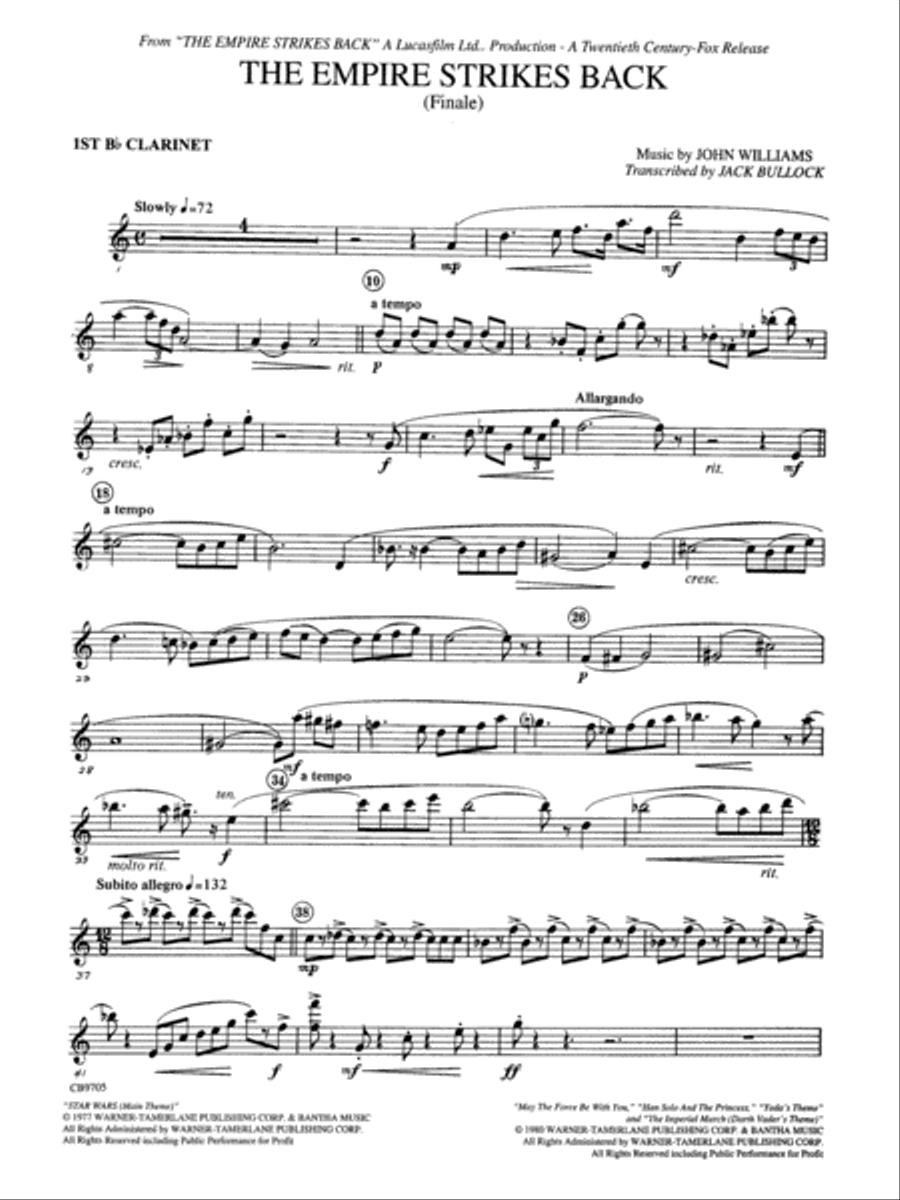 The Empire Strikes Back (Finale): 1st B-flat Clarinet Concert Band scores gallery preview page 1