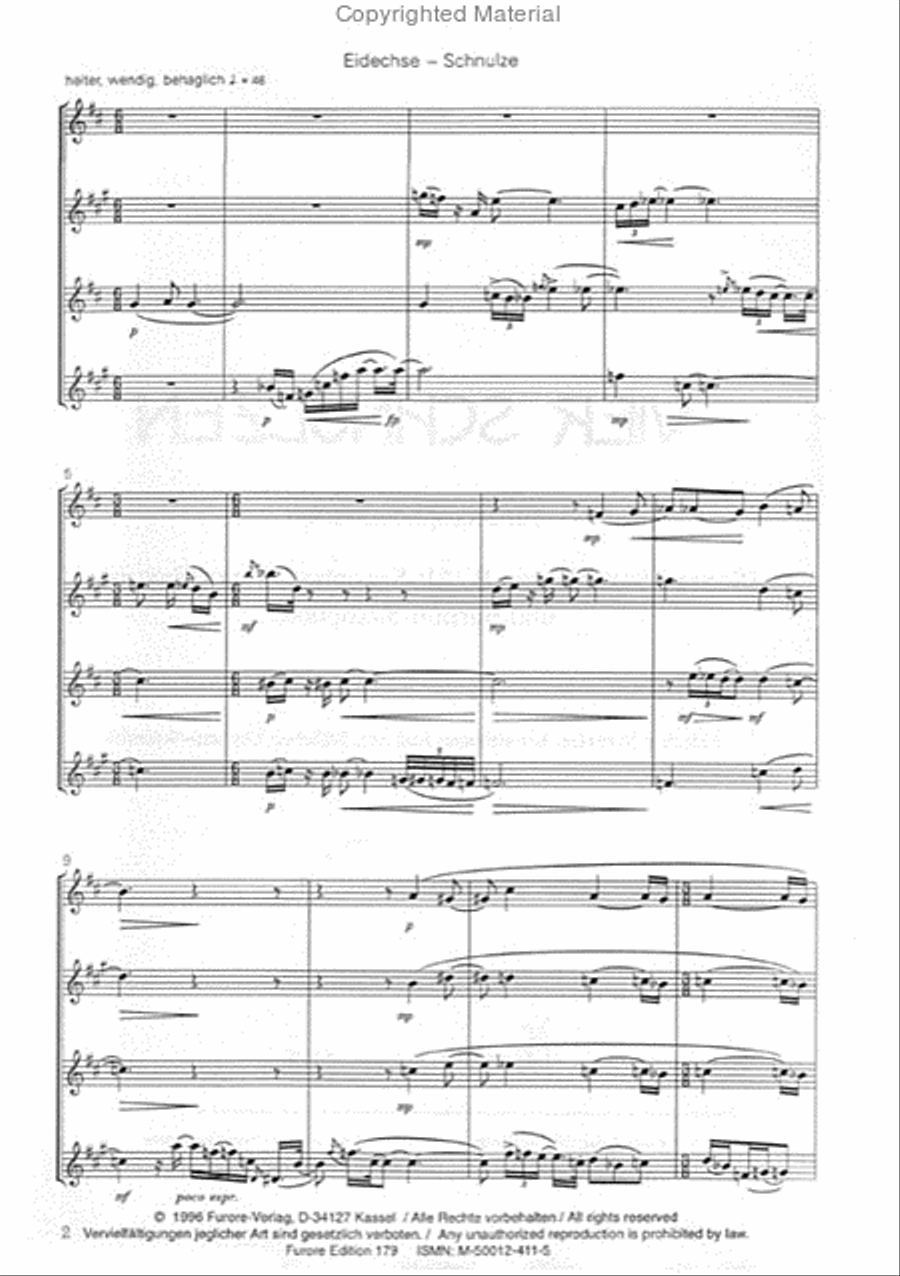 Vier Schnulzen Saxophone Quartet scores gallery preview page 2