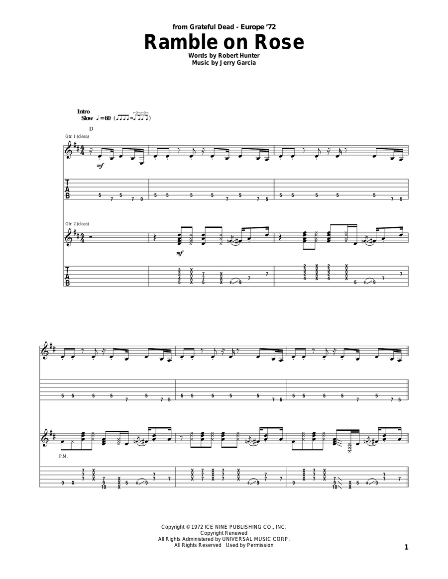 Ramble On Rose Acoustic Guitar scores gallery preview page 1