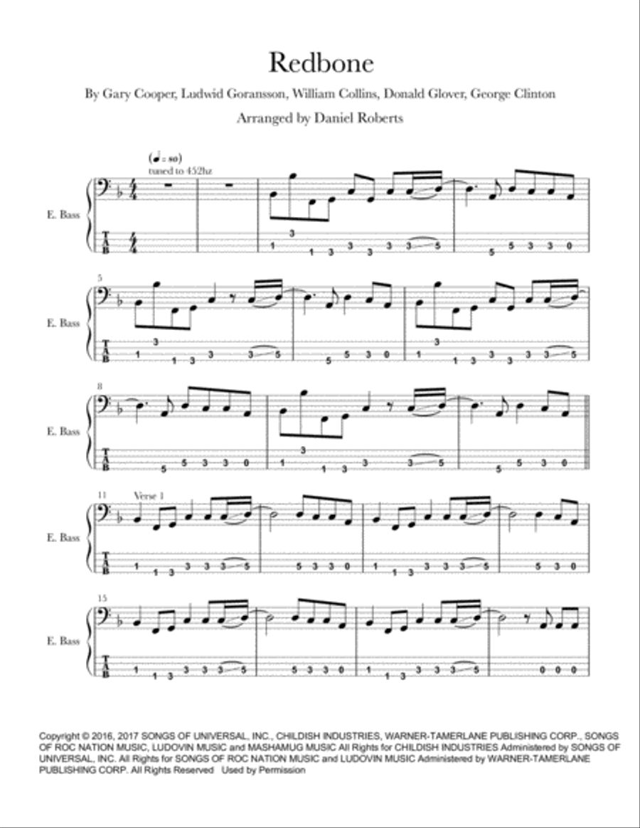 Redbone Bass Guitar scores gallery preview page 1