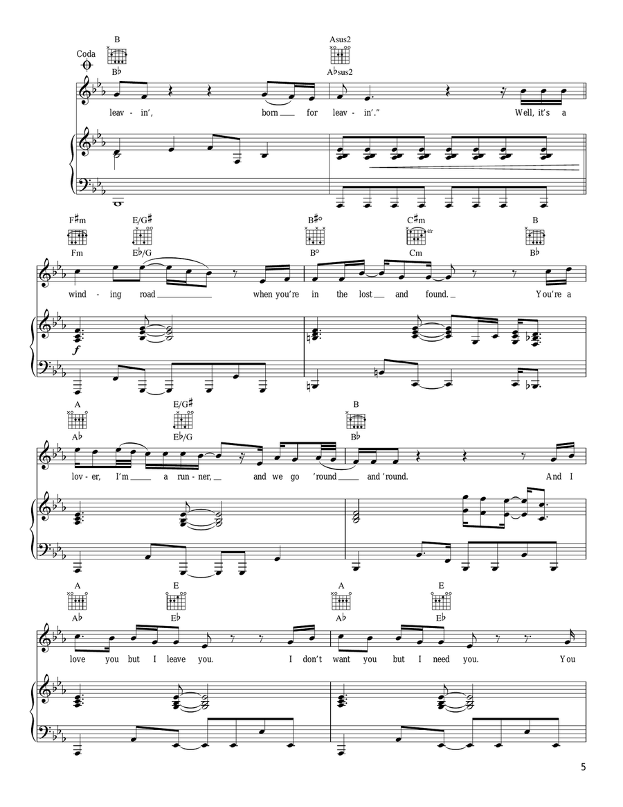Colder Weather Piano, Vocal, Guitar scores gallery preview page 5