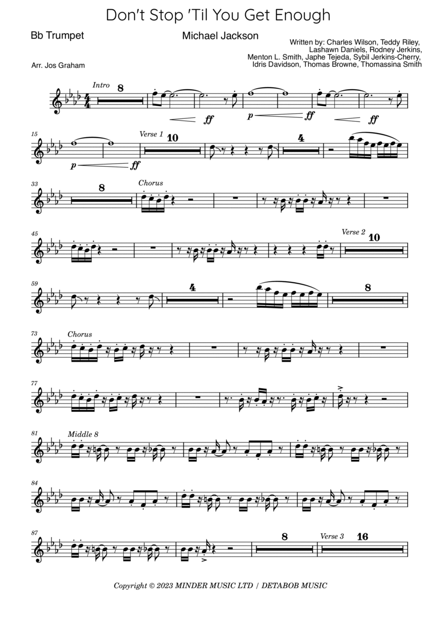 Don't Stop Til You Get Enough B-Flat Trumpet scores gallery preview page 1