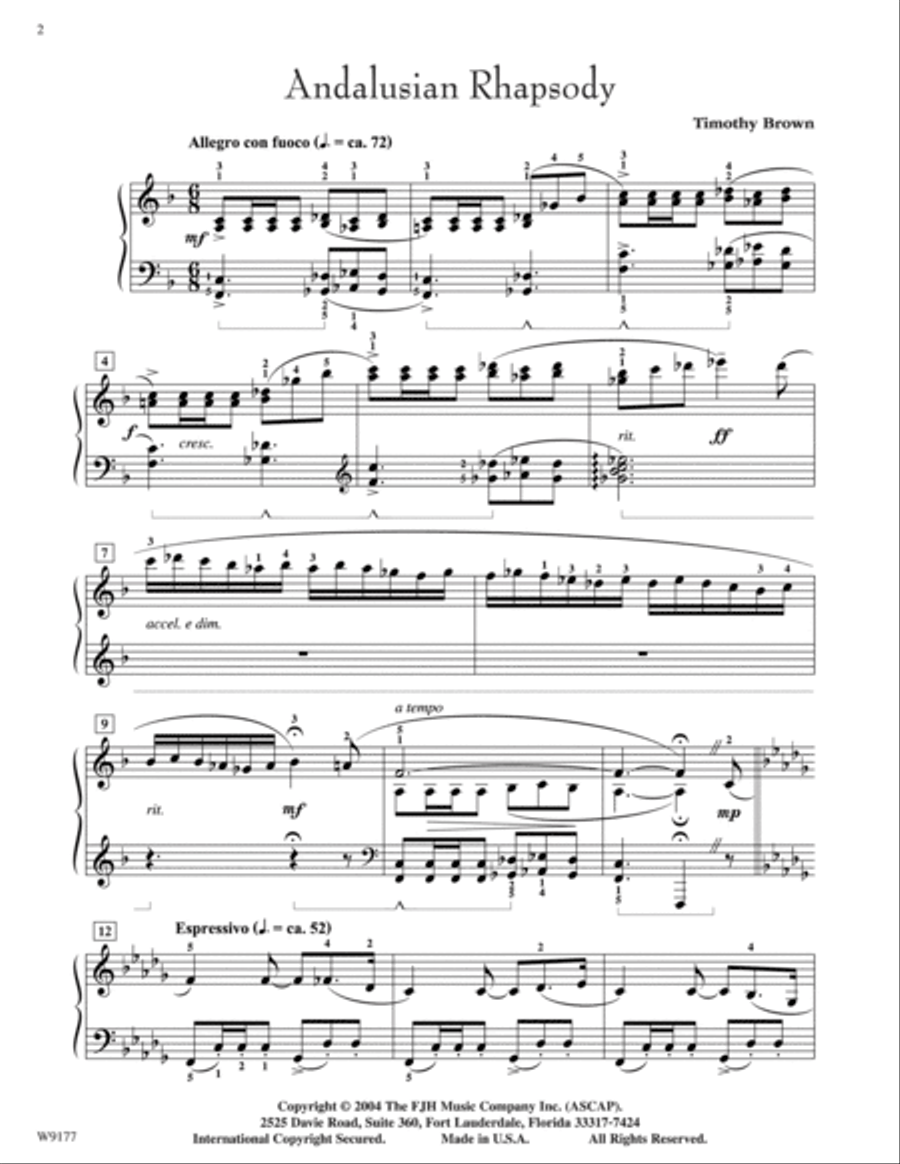 Andalusian Rhapsody Piano Solo scores gallery preview page 2
