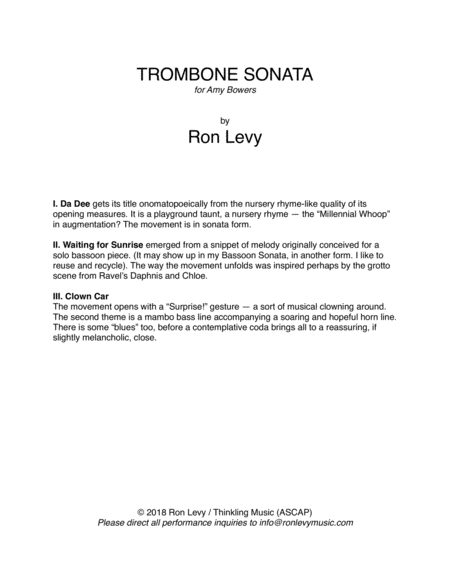 TROMBONE SONATA Piano - Digital Sheet Music