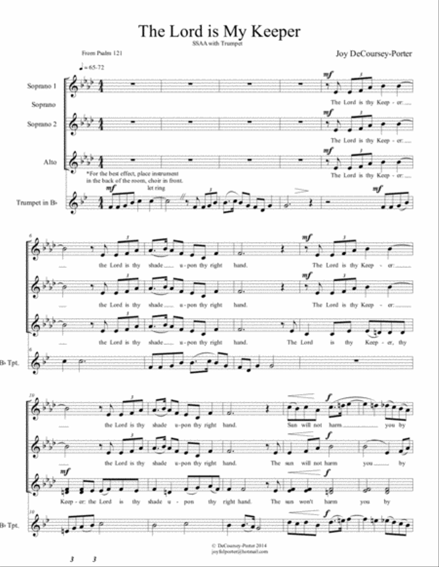 The Lord Is My Keeper with trumpet SSA scores gallery preview page 2