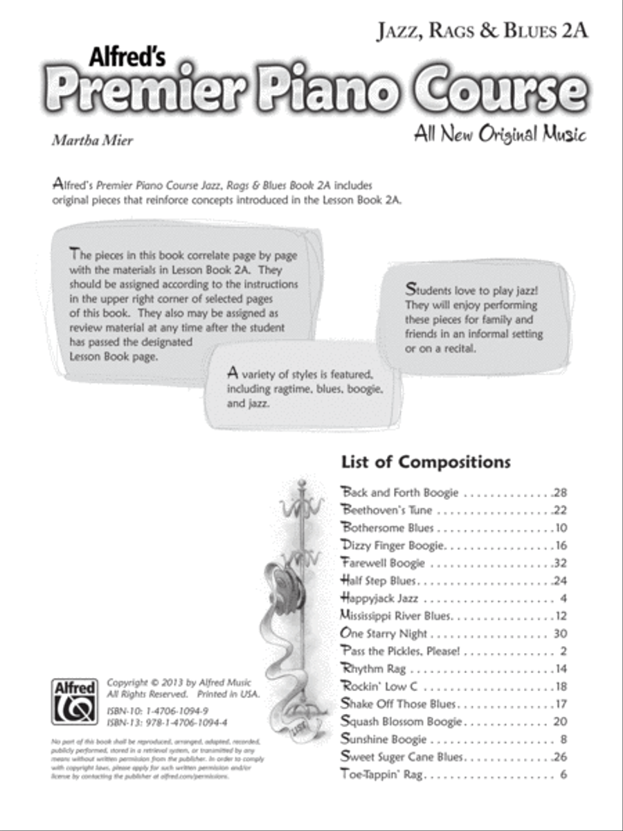 Premier Piano Course, Jazz, Rags & Blues 2A Piano Method scores gallery preview page 1