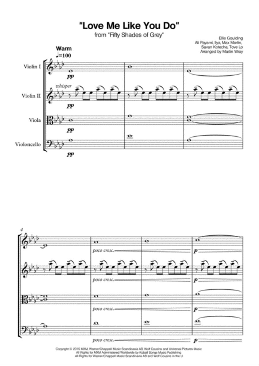 Love Me Like You Do Love Me Like You Do String Quartet scores gallery preview page 1