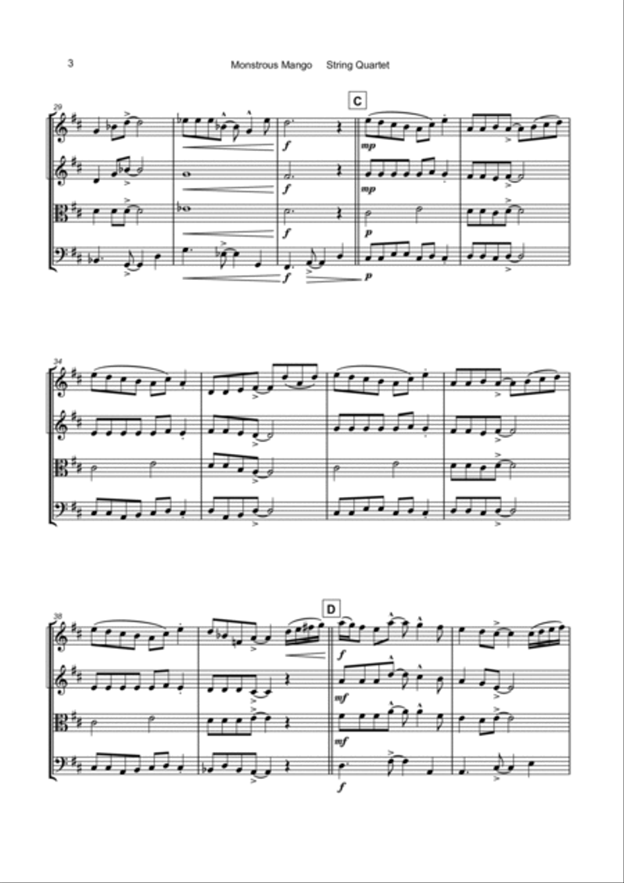 Monstrous Mango for String Quartet String Quartet scores gallery preview page 4