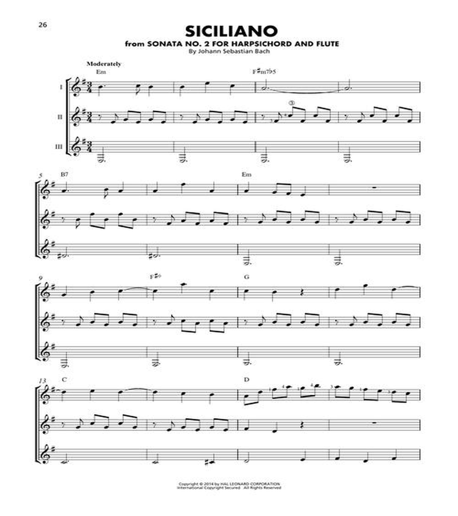 J.S. Bach – 15 Pieces Arranged for Three or More Guitarists Guitar Ensemble scores gallery preview page 6