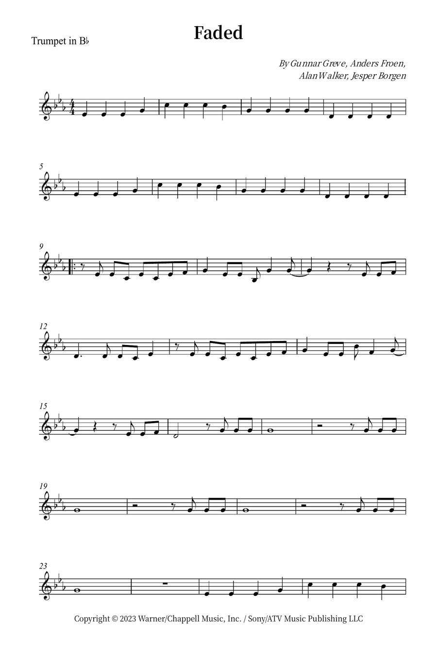 Faded B-Flat Trumpet scores gallery preview page 1