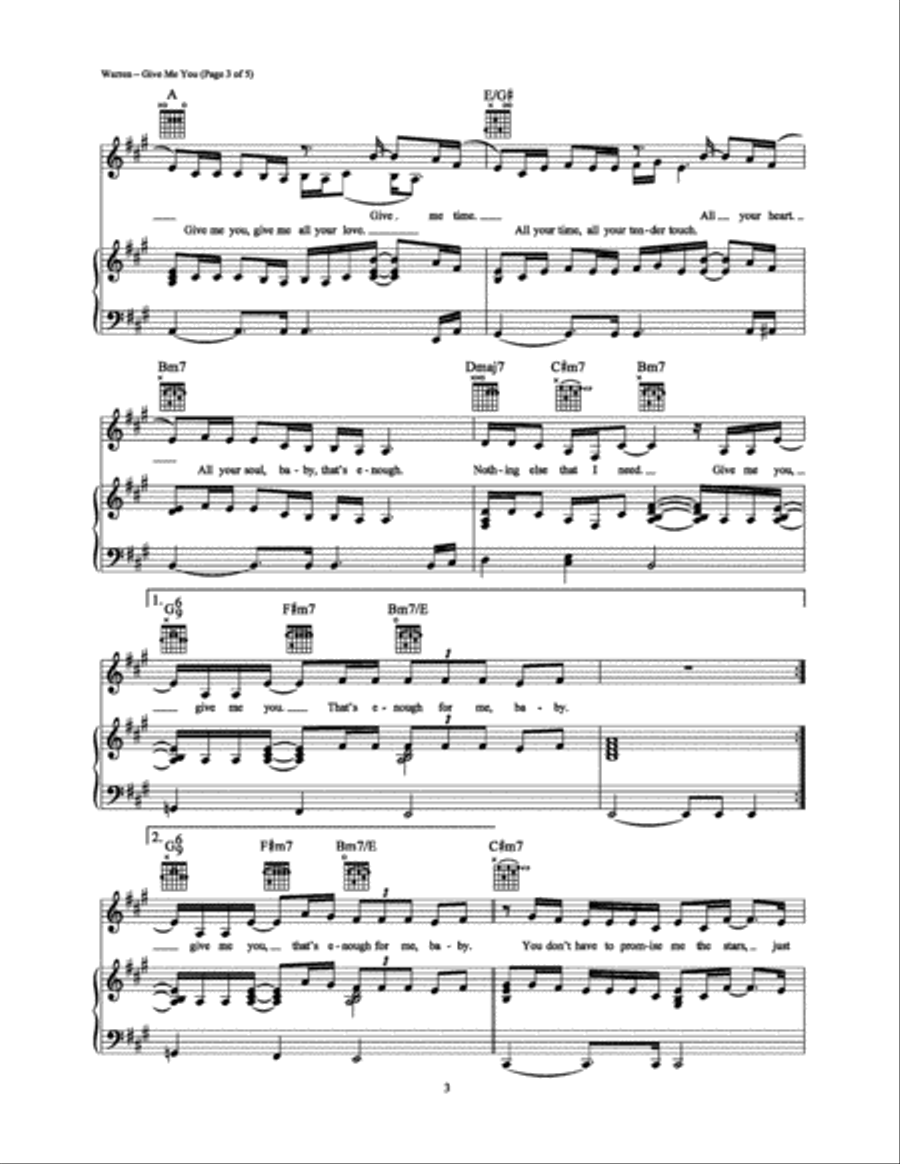 Give Me You Give Me You Piano, Vocal, Guitar scores gallery preview page 3