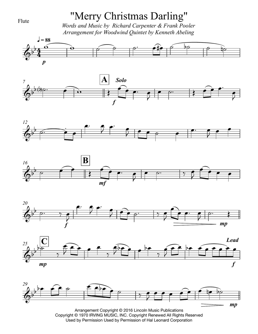 Merry Christmas, Darling Woodwind Quintet scores gallery preview page 6