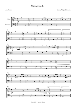 telemann twv 32:13 minuet in g Oboe and Bassoon sheet music