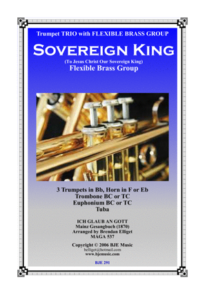 Book cover for Sovereign King - Trumpet Trio with Flexible Brass Group Score and Parts PDF