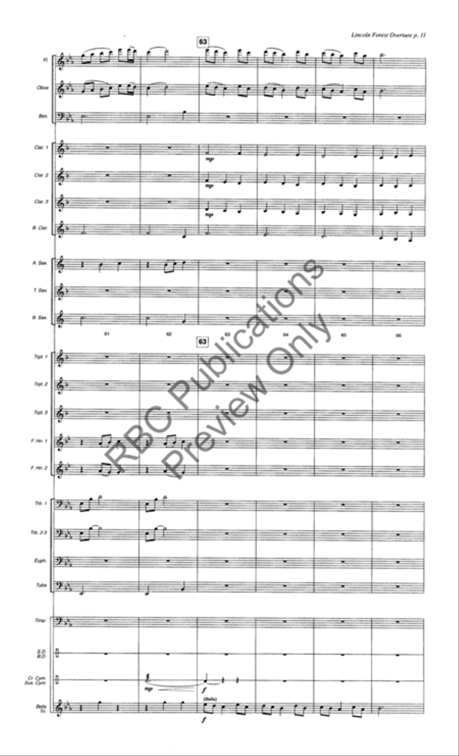 Lincoln Forest Overture (Score) Concert Band scores gallery preview page 14