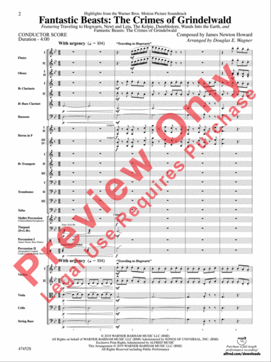 Fantastic Beasts: The Crimes of Grindelwald Full Orchestra scores gallery preview page 3