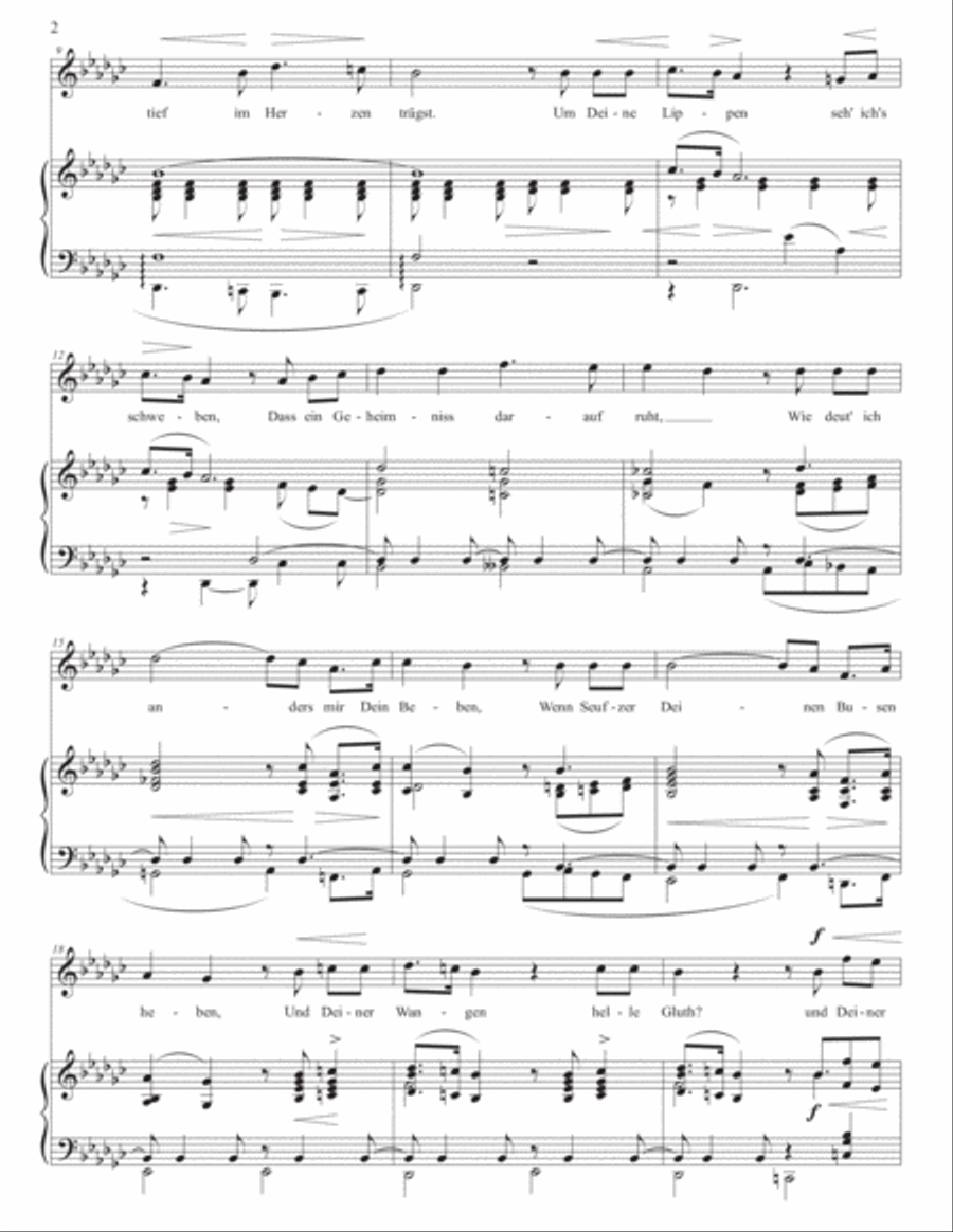 SJÖGREN: Du schaust mich an mit stummen Fragen, Op. 12 no. 1 (transposed to G-flat major) Voice scores gallery preview page 3