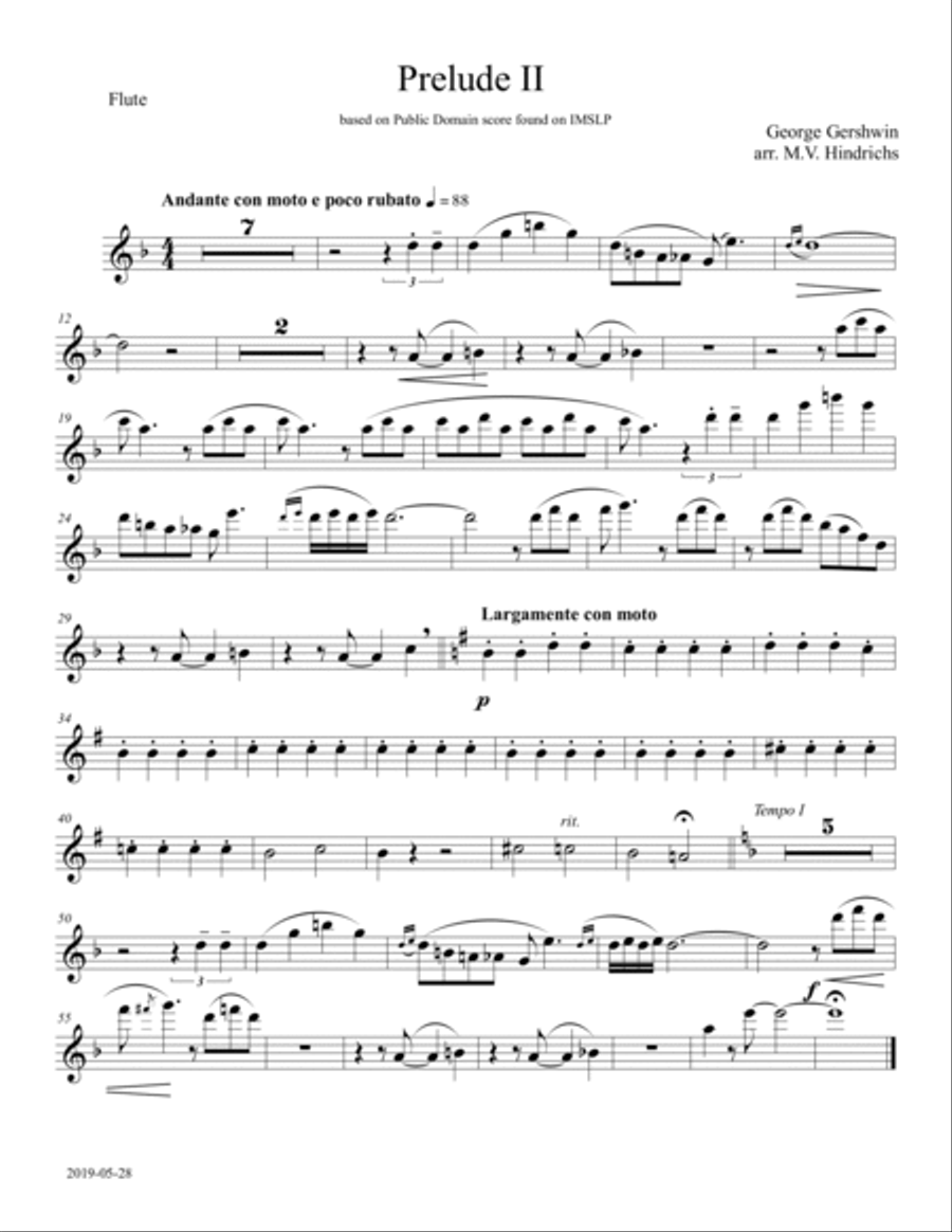 Gershwin Piano Prelude #2 (A Blues Lullaby) Woodwind Quintet scores gallery preview page 4