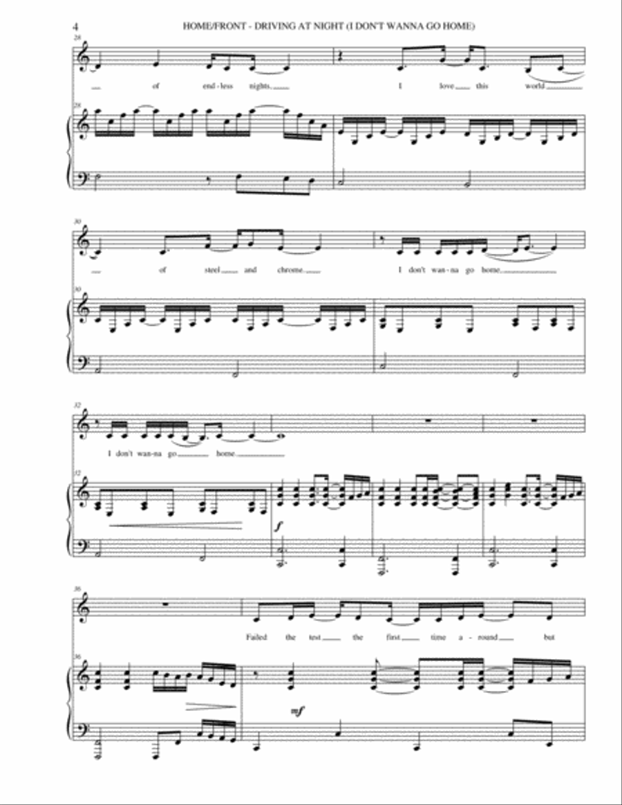 Driving at Night (I Don't Wanna Go Home) Soprano Voice scores gallery preview page 4