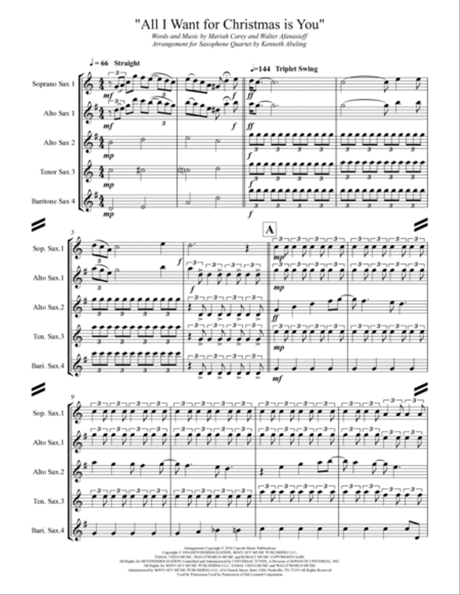 All I Want For Christmas Is You All I Want For Christmas Is You Saxophone Quartet scores gallery preview page 2