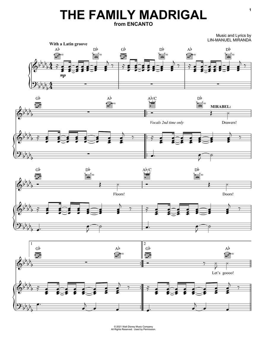 The Family Madrigal (from Encanto) Piano, Vocal, Guitar scores gallery preview page 1