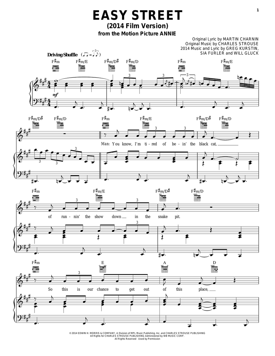 Easy Street (2014 Film Version) Acoustic Guitar scores gallery preview page 1
