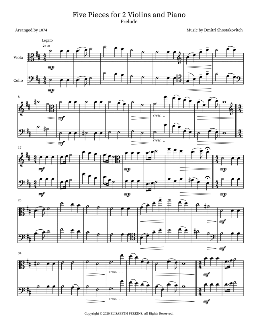 人気 Violins 2 for Pieces Five and Shostakovich Dmitri by Piano その他