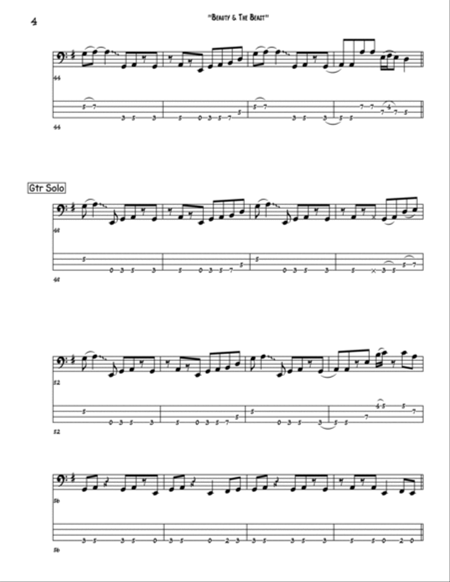 Beauty And The Beast Bass Guitar scores gallery preview page 4